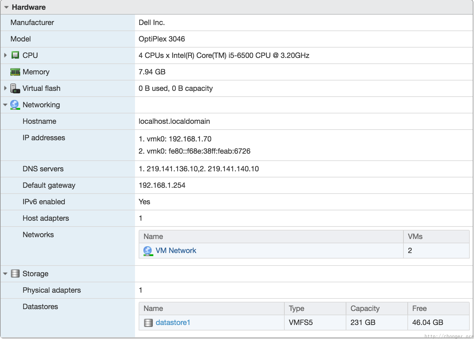 ESXI 宿主机信息